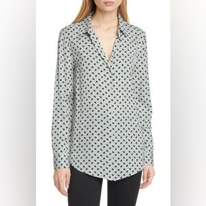 EQUIPMENT Essential Geo Print Shirt In Sky Gray/ True Black XXL